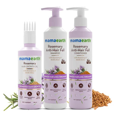 Mamaearth Rosemary Hair Fall Control Kit | Gives up to 94% Stronger Hair | Up to 93% Less Hair Fall | Made Safe Certified | For Men & Women | 650 ml